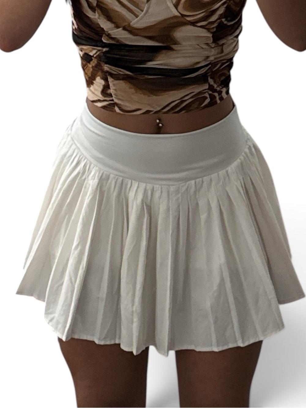 all in motion White Pleated Skater Mini Skirt